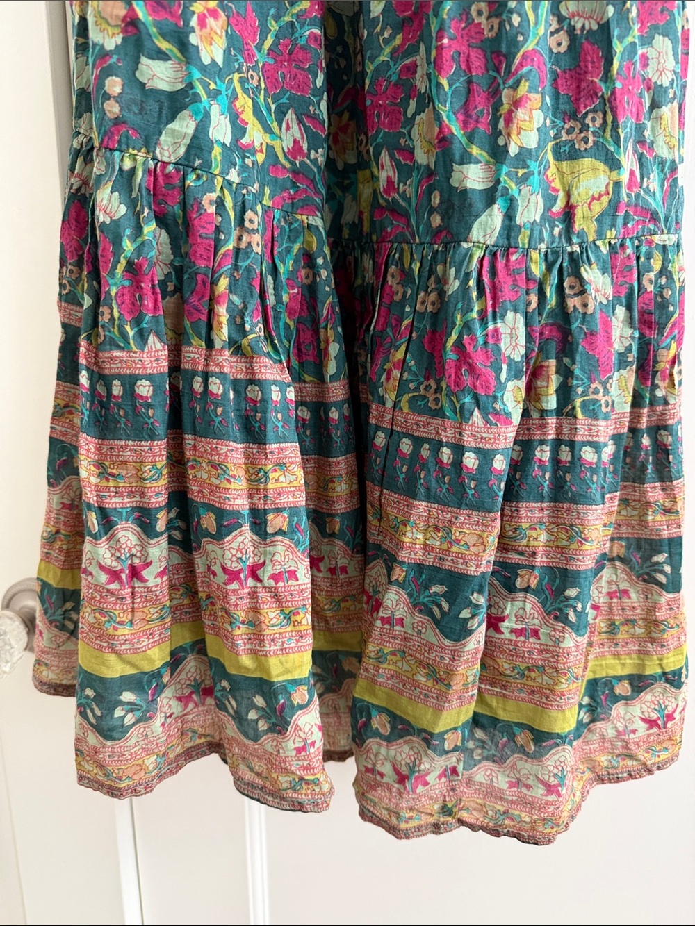 Alicia Bell Floral Tiered Maxi Dress in Green and Pink - Picture 4 of 5
